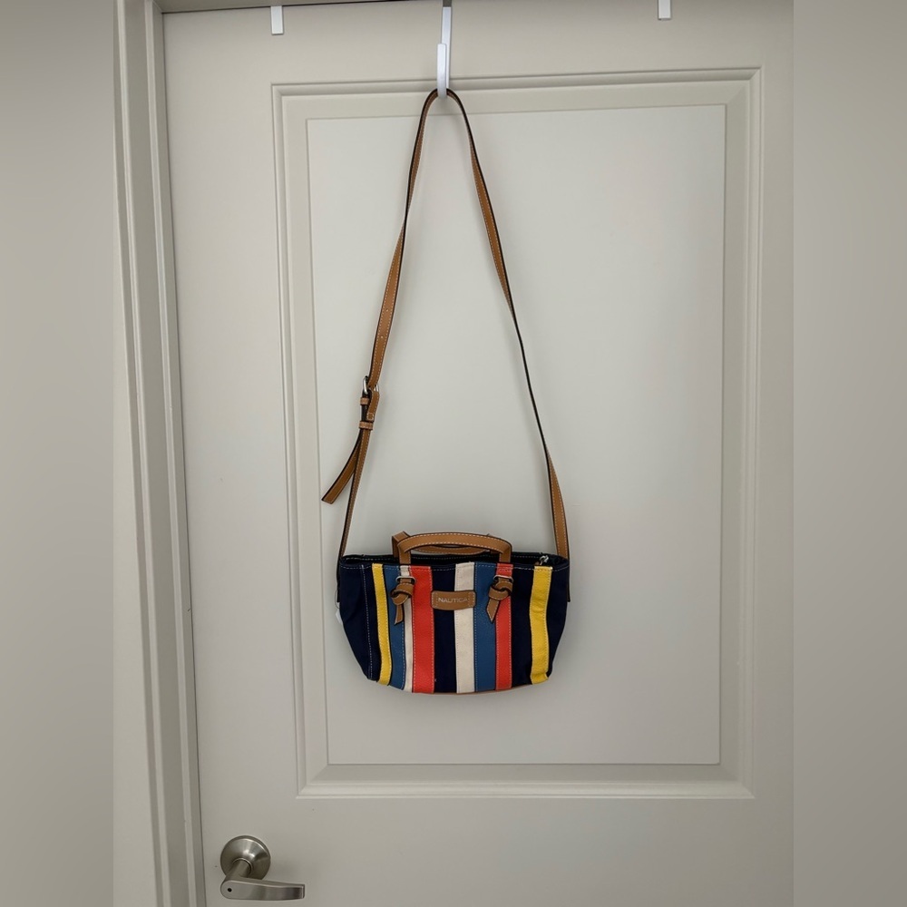 Nautica Multicolor Striped Crossbody Bag - Navy, Yellow, Red, White